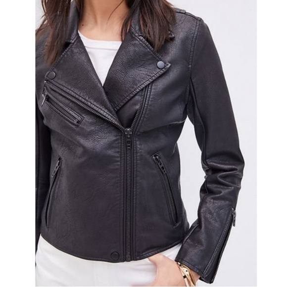 Blank NYC Black Vegan Leather Moto Jacket - Picture 1 of 12